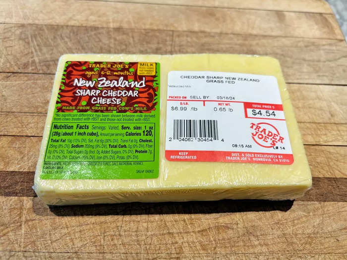 The New Zealand sharp cheddar cheese had a unique aftertaste.