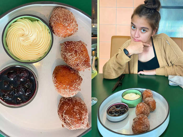 At the same restaurant, I had fancy doughnuts for dessert.