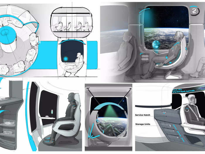 He and his team tried a few different arrangements to figure out how to best position the nine seats, which includes one for a pilot.