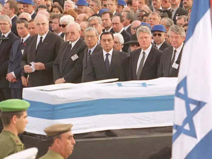 President Bill Clinton and Charles were both in attendance at Israeli Prime Minister Yitzhak Rabin