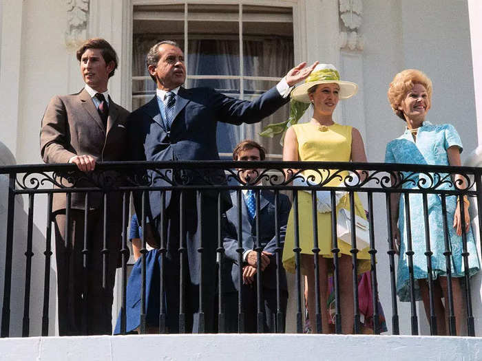 The following year, Charles visited the Nixons at the White House.