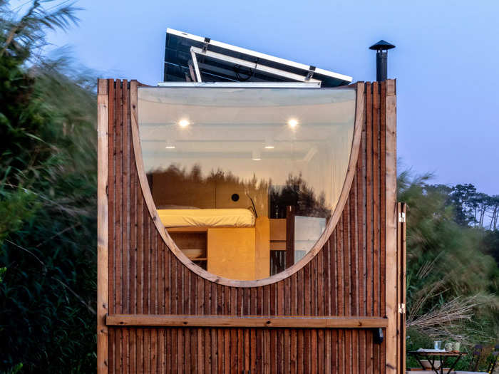 The Ursa also features solar panels, a horseshoe-shaped window, and an attached porch.