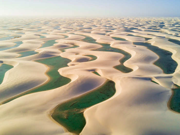 The sand dunes of Lençóis Maranhenses National Park in Maranhao, Brazil, are a mesmerizing sight.