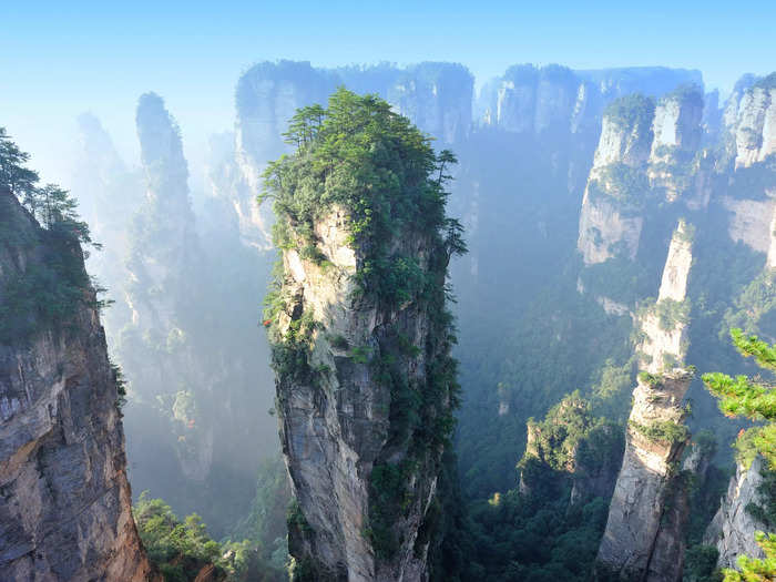 The Tianzi mountains in China are made up of towers of eroded and exposed rocks.