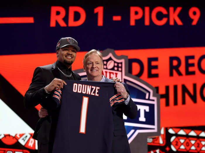 Wide receiver Rome Odunze was selected by the Chicago Bears with the No. 9 pick.