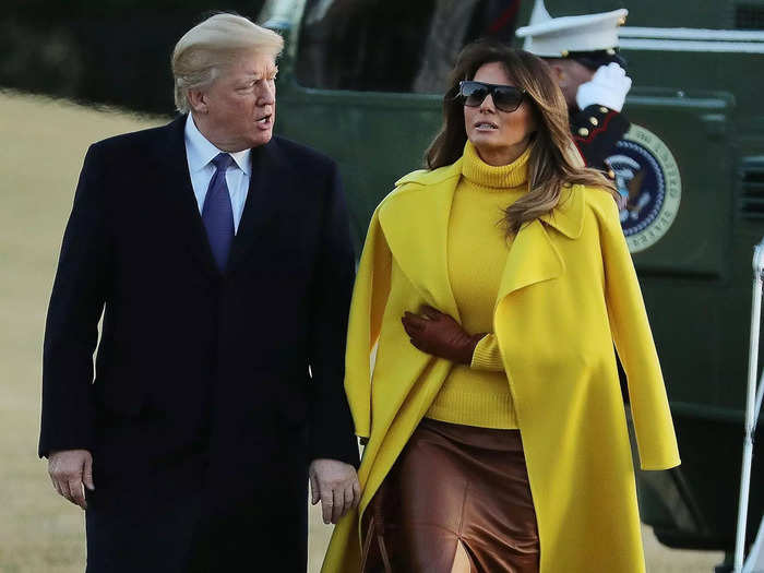 August 16, 2020: Melania appeared to brush her husband