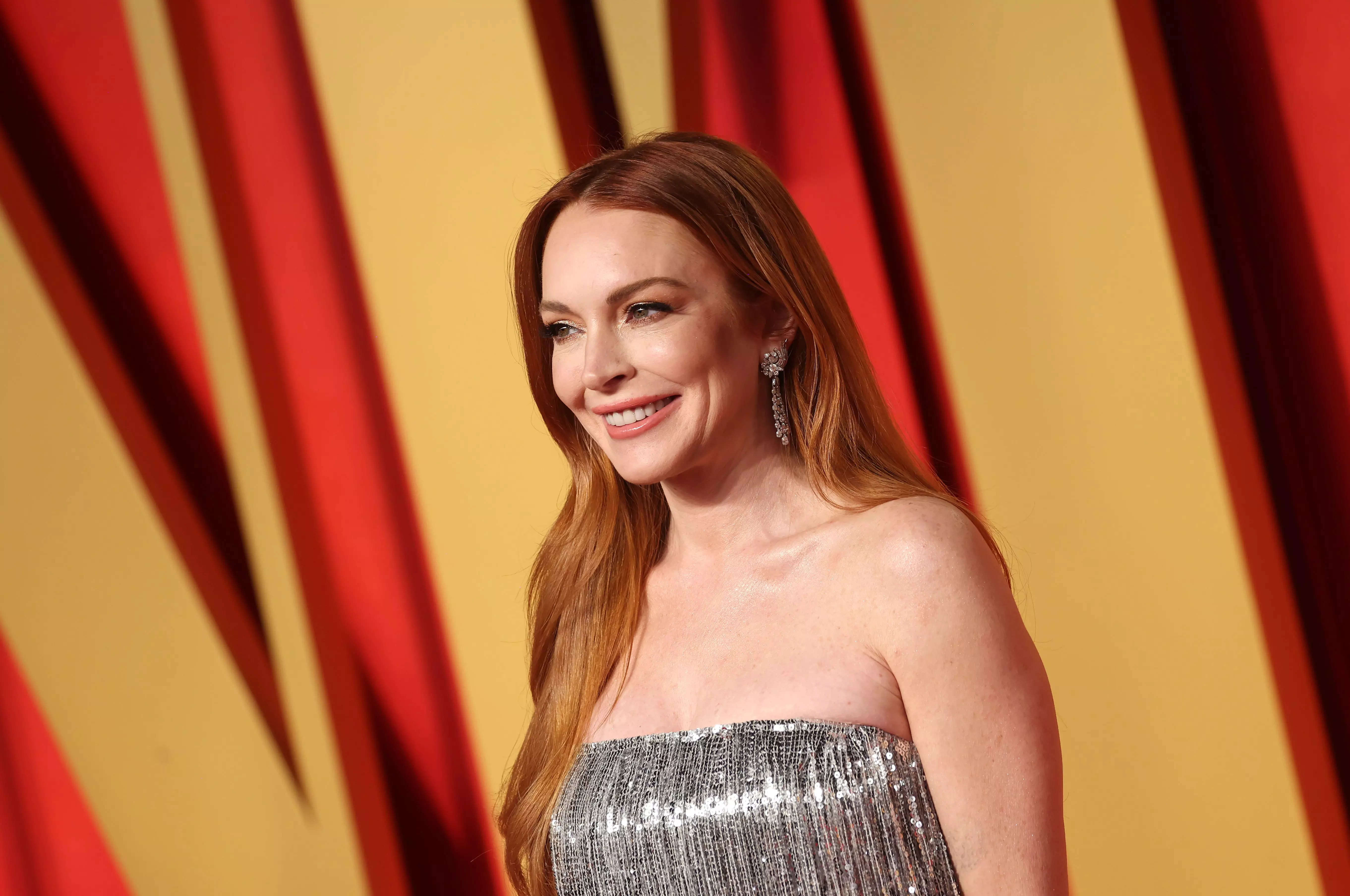 Lindsay Lohan attends the 2024 Vanity Fair Oscar Party Hosted By Radhika Jones at Wallis Annenberg Center for the Performing Arts on March 10, 2024 in Beverly Hills, California.