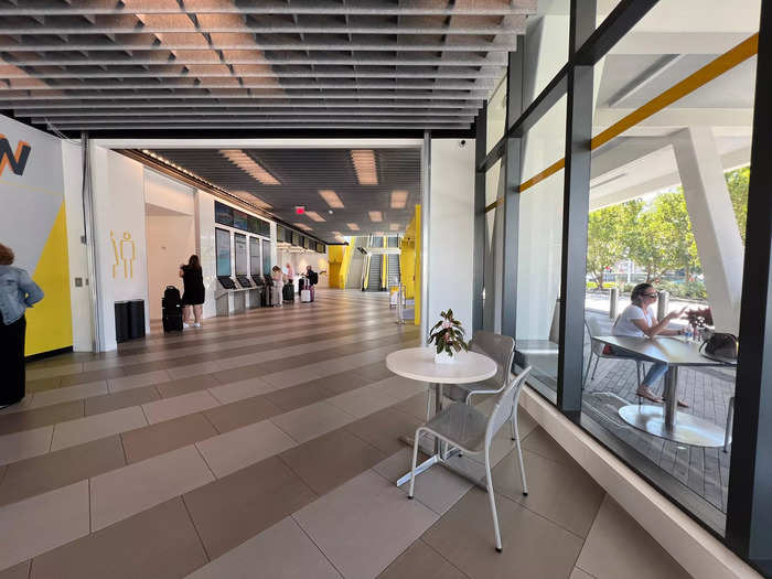 A spacious lobby greets passengers at the Fort Lauderdale Brightline station.
