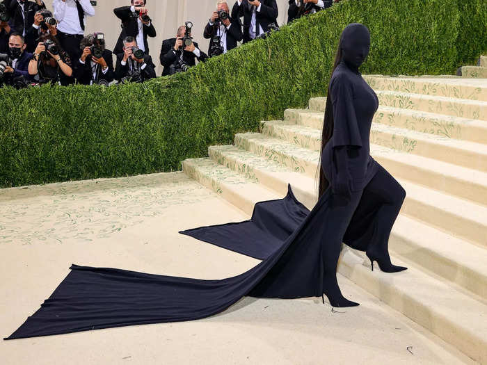 Kim Kardashian attended the 2021 Met Gala covered in head-to-toe black.