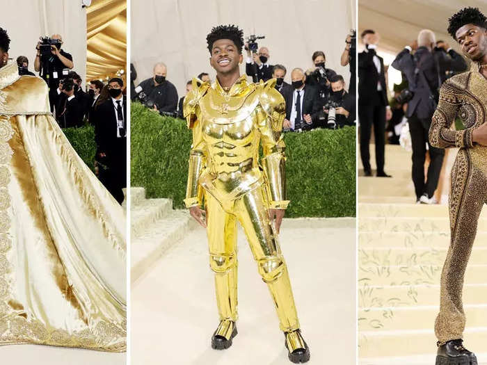 Lil Nas X made an entrance at the 2021 Met Gala by wearing three Versace looks.