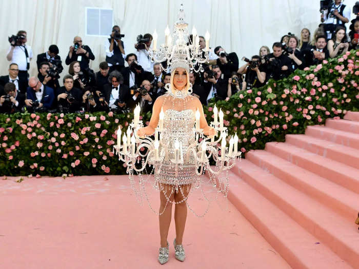 Katy Perry lit up the pink carpet in a chandelier-inspired look in 2019.