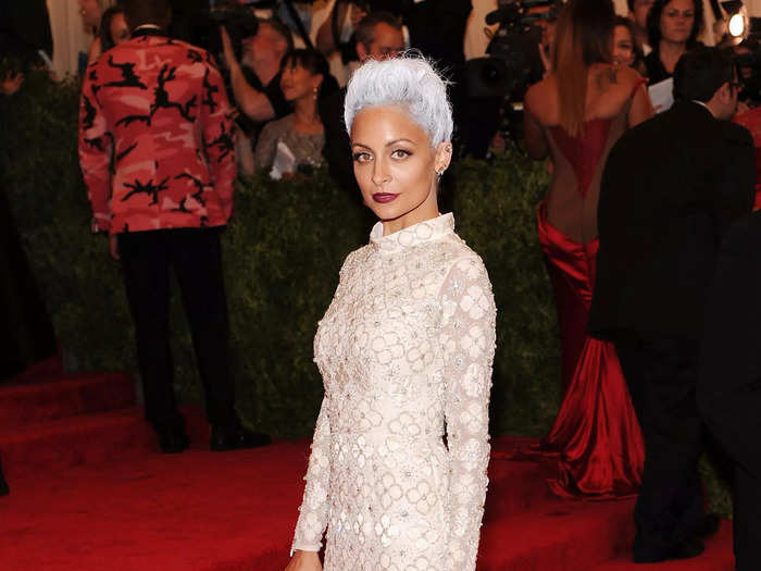 Nicole Richie also embraced the punk theme by dyeing her hair this ghostly silver-gray color.