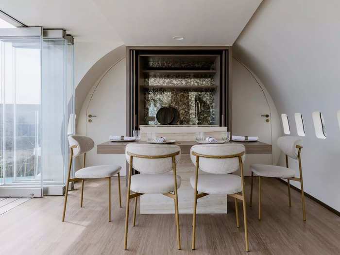 The kitchen overlooks the patio. 