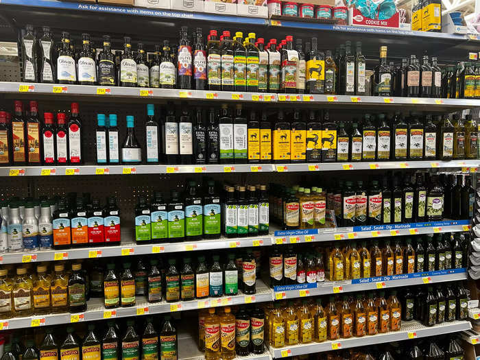 A wall of olive oils