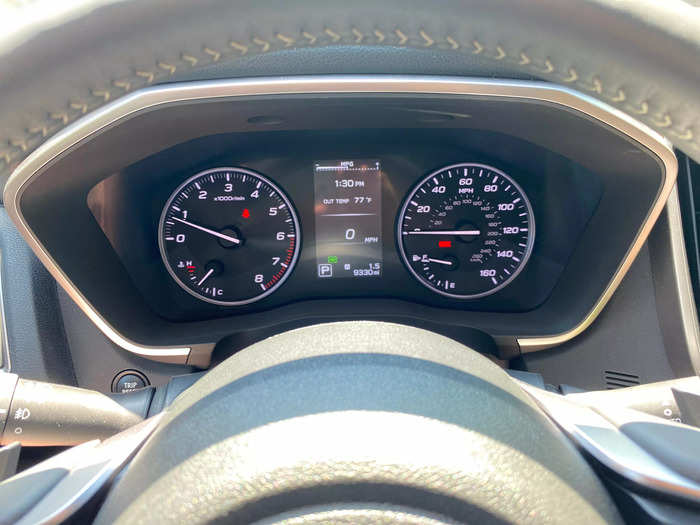 Instead of going with a large digital display in the dash, Subaru has gone for the tried and true setup of a pair of large analog gauges flanking a central digital instrument display.  