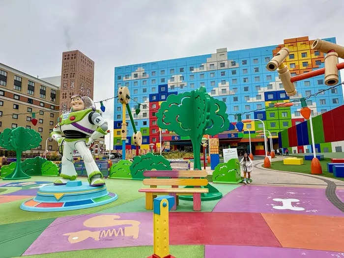 Toy Story Hotel, located near the theme parks at Tokyo Disney Resort, is incredibly colorful.