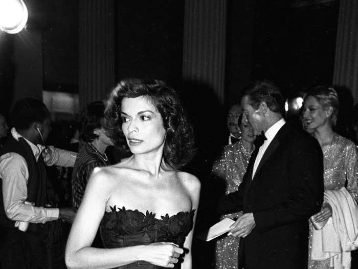 Bianca Jagger, first wife of the Rolling Stones frontman, oozed glamour in a strapless dress at the 1981 Met Gala. 