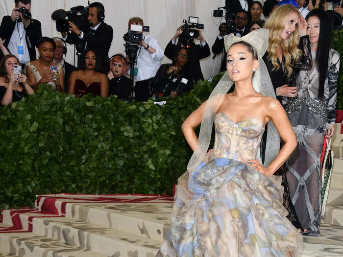 Ariana Grande looked like a princess in 2018 when she wore a ball gown decorated with images from the Sistine Chapel.