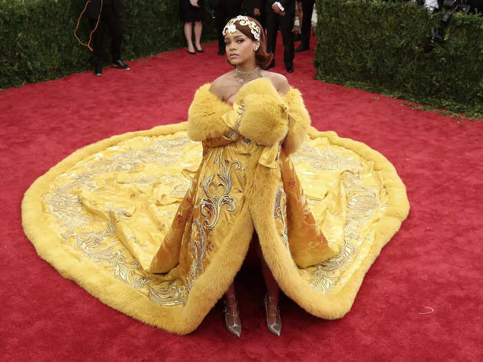 While the 2015 Met Gala was dominated by naked dresses, Rihanna made the biggest splash in a 55-pound gown. 