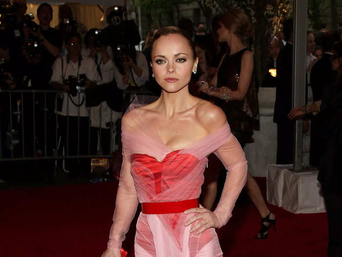 Christina Ricci dazzled in a pink and red dress at the 2008 Met Gala. 