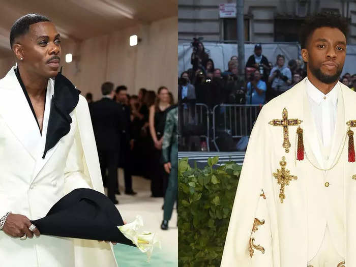 Colman Domingo wore a cape as a tribute to two stars who previously walked the Met Gala carpet.