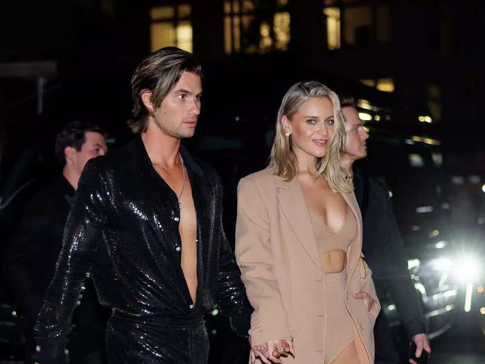 Chase Stokes and Kelsea Ballerini wore monochromatic looks after the Met Gala.