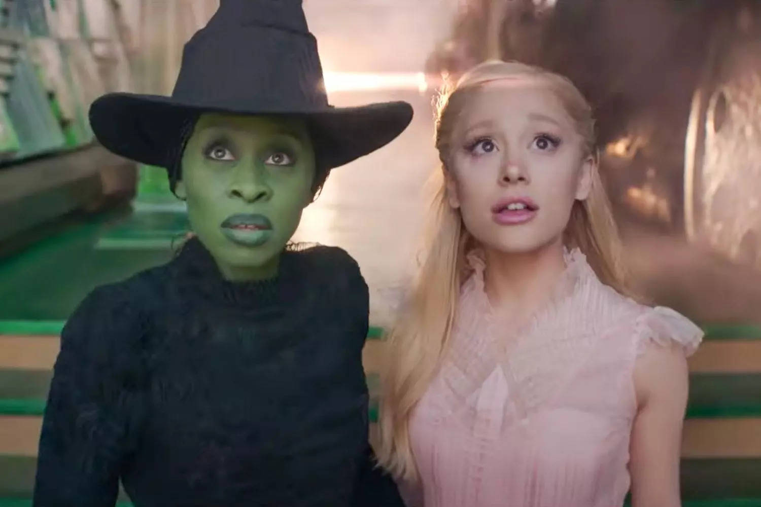 Cynthia Erivo at the Wicked Witch and Ariana Grande as Glenda the Good