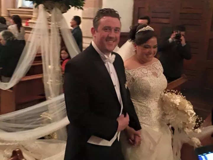 Karl Haycock and Nashelly Alba Romo at their wedding.
