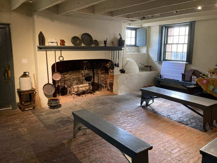 The basement kitchen contained the original fireplace, hearth, and oven from the 18th century.