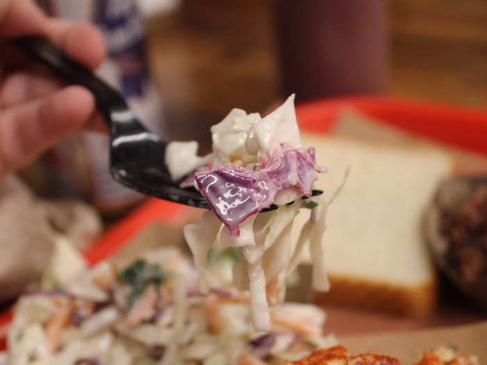 I thought the coleslaw was a fresh, tangy addition to my meal.