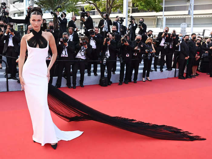 In 2021, Hadid walked the red carpet in a vintage gown that had a unique bodice.