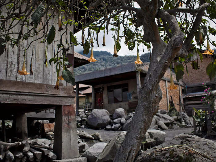 Mardinding village, which sits at the foot of Mount Sinabung in Karo, has been largely uninhabited since 2014.