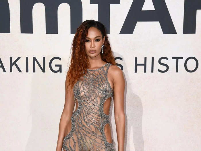 Joan Smalls also mixed sheer fabric with sparkles for the event.
