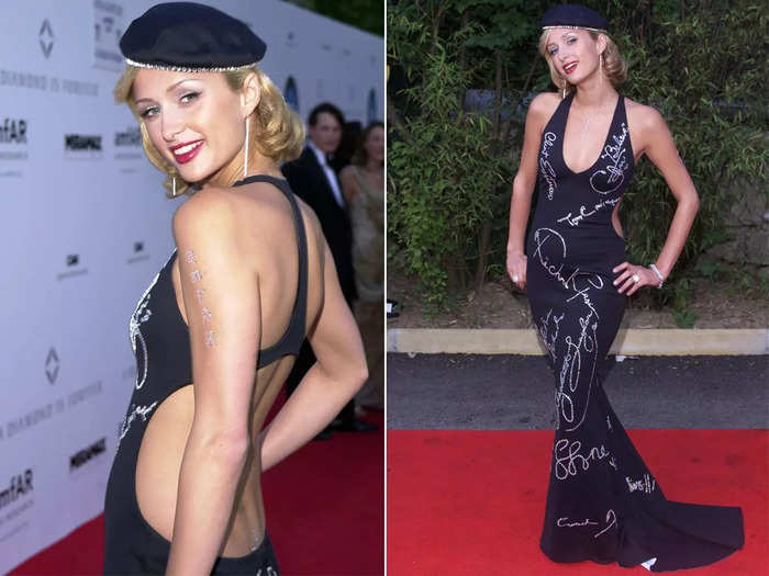 Paris Hilton first attended the Cannes amfAR Gala in 2001 while wearing a bold, bedazzled gown.
