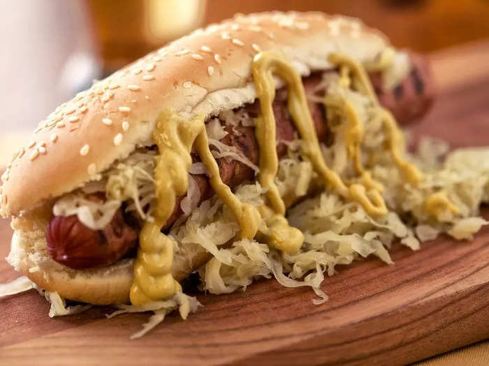 Or go for a German-style hot dog with mustard and sauerkraut.