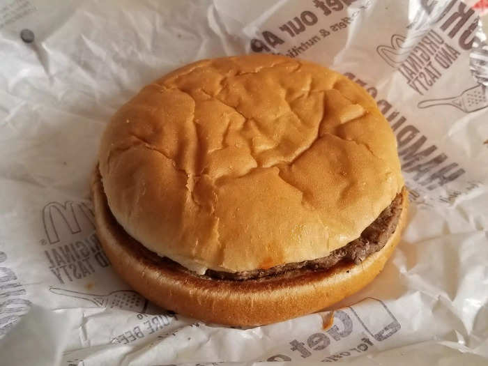 A simple hamburger from McDonald