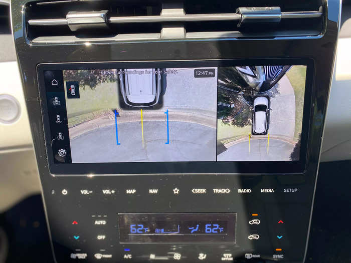 The Tucson Hybrid Limited also uses cameras to create a 360-degree overhead view of the vehicle.