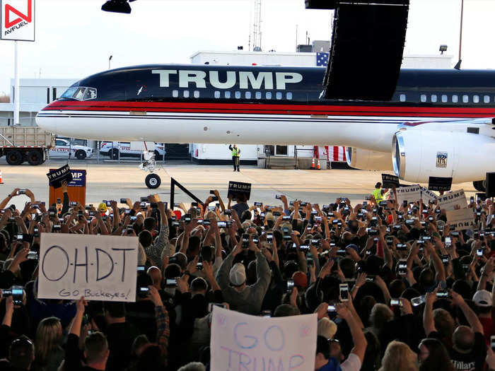 The aircraft, complete with his name plastered in giant letters across the fuselage, has been the backdrop of Trump