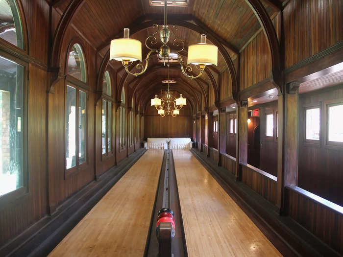 While walking along the river, I stopped inside the bowling alley built for Helen Gould in 1894.