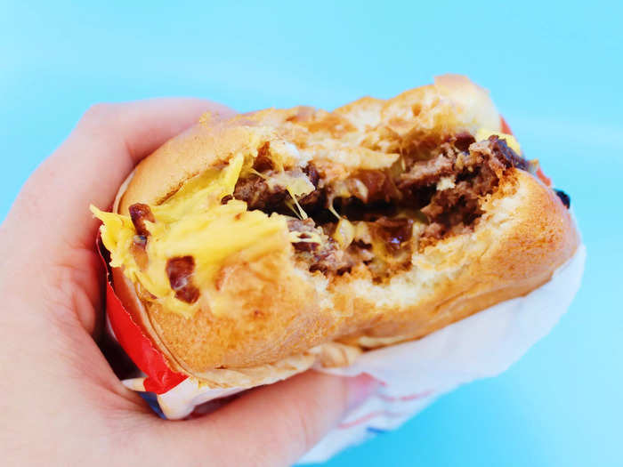 The first thing I noticed about the In-N-Out burger was how juicy the burger patties were, followed by the incredible layers of cheese.