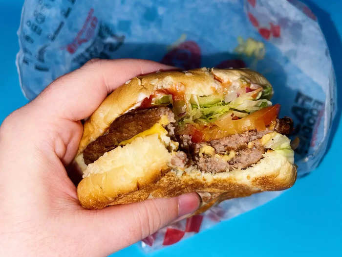 The burger patties were very juicy and the toppings tasted fresh.