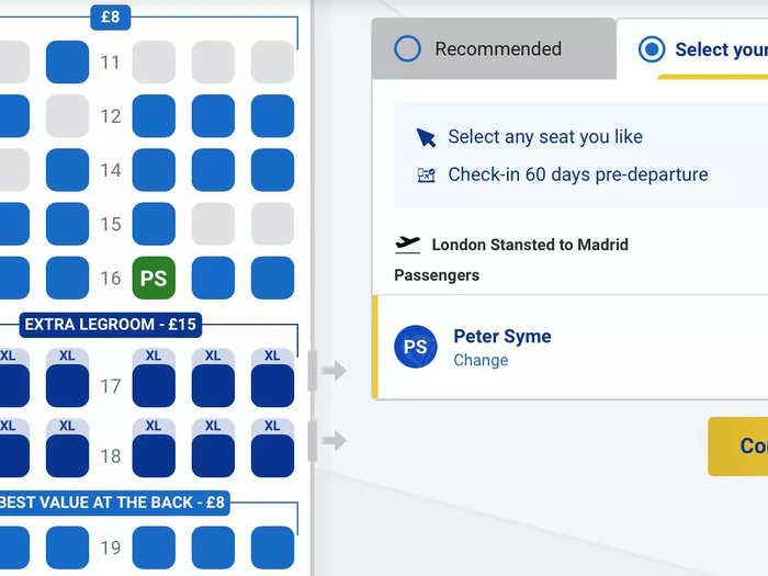 After boarding the Ryanair flight, I was somewhat flummoxed when I found my seat was in the emergency exit row, even though I paid £8 ($10) for a normal aisle seat.