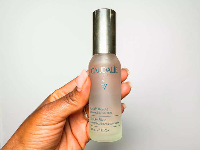 I refresh my makeup daily with the Caudalie Beauty Elixir Prep, Set, Glow face mist.