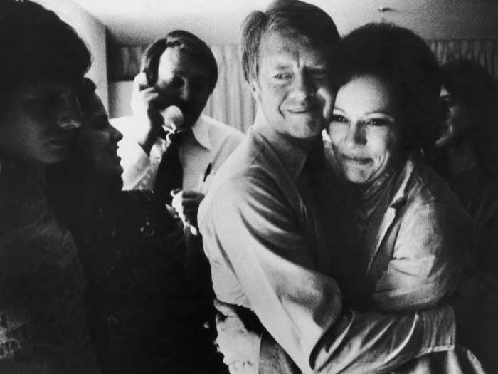 November 2, 1976: The couple embraced after learning that Carter had won the 1976 election.