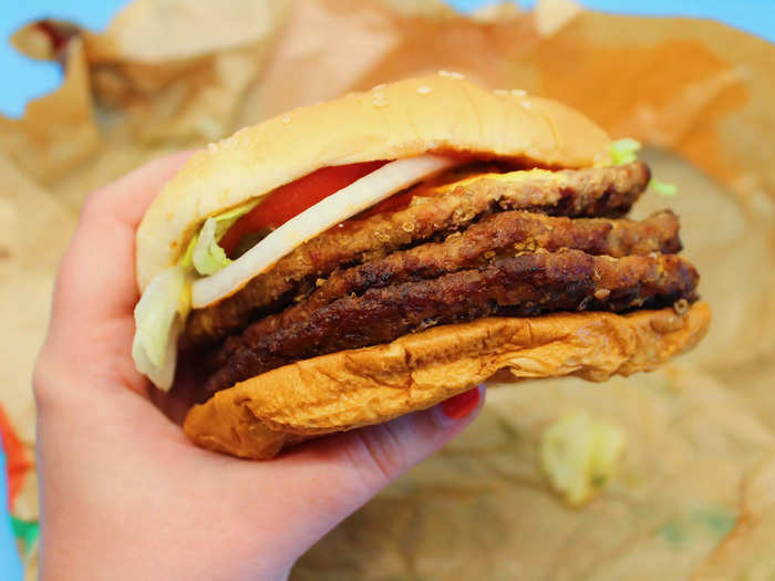 Unlike the other burgers, the Triple Whopper only comes with one slice of cheese.