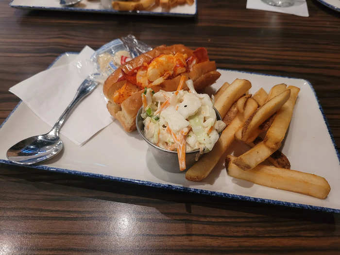We thought the meat in the lobster roll had an unpleasant texture. 
