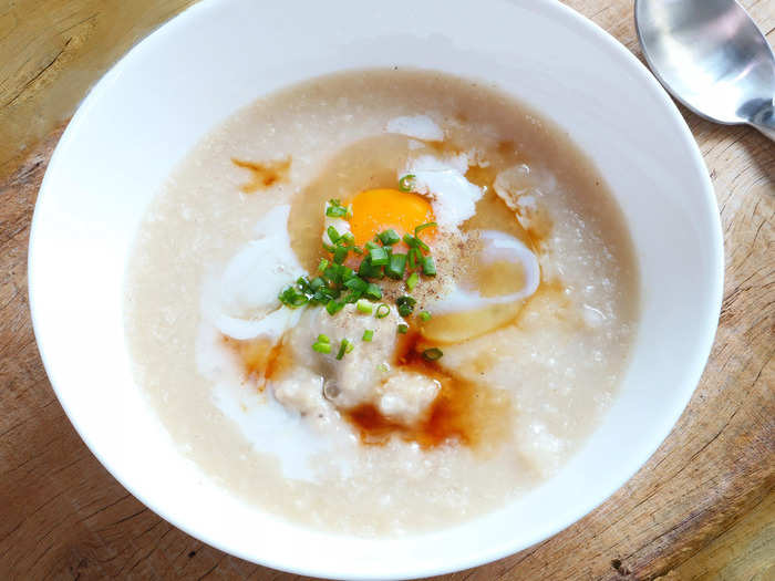 Congee is another comfort food you can make in a slow cooker.