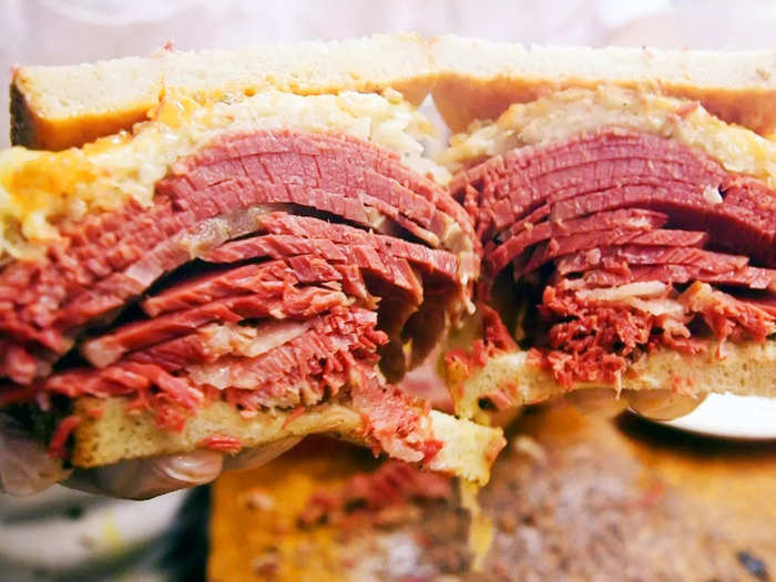 NEW YORK: A pastrami sandwich on rye