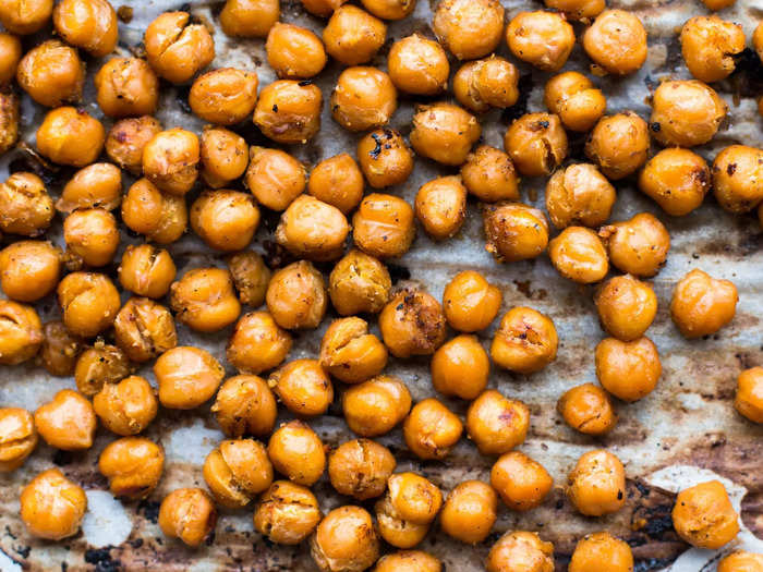 Roasted chickpeas are a satisfying crunchy snack. 