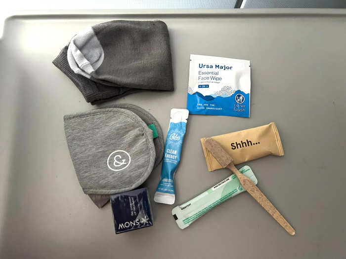 My business-class experience also included an amenity kit.